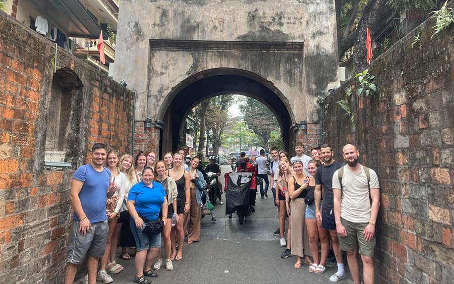 Young tourists in Hanoi